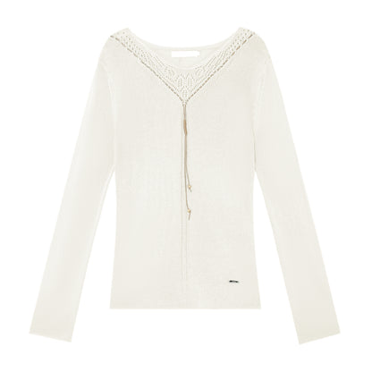 16DEWS 16D25286 V-neck long-sleeved knitted sweater