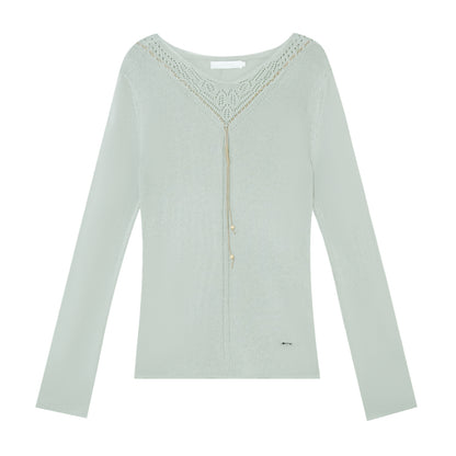 16DEWS 16D25286 V-neck long-sleeved knitted sweater