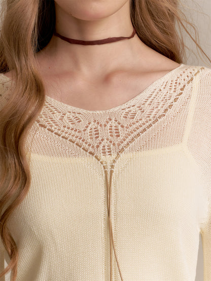 16DEWS 16D25286 V-neck long-sleeved knitted sweater