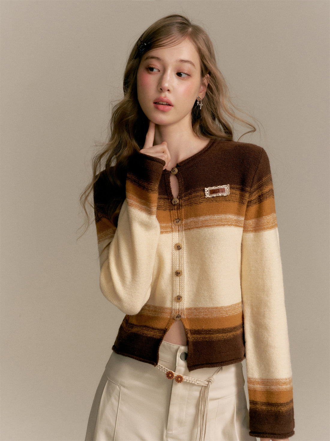 16DEWS 16D25288&amp;16D25290 Gradient wool sweater + pants set