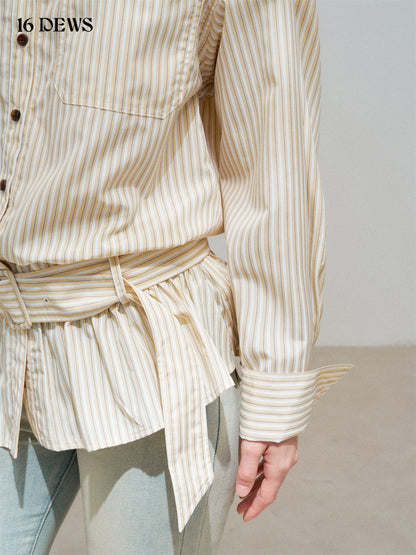 16DEWS 16D25311 Fold up collar long sleeved shirt