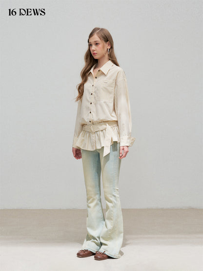 16DEWS 16D25311 Fold up collar long sleeved shirt