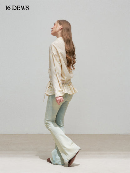 16DEWS 16D25311 Fold up collar long sleeved shirt
