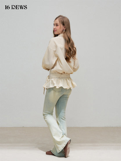 16DEWS 16D25311 Fold up collar long sleeved shirt