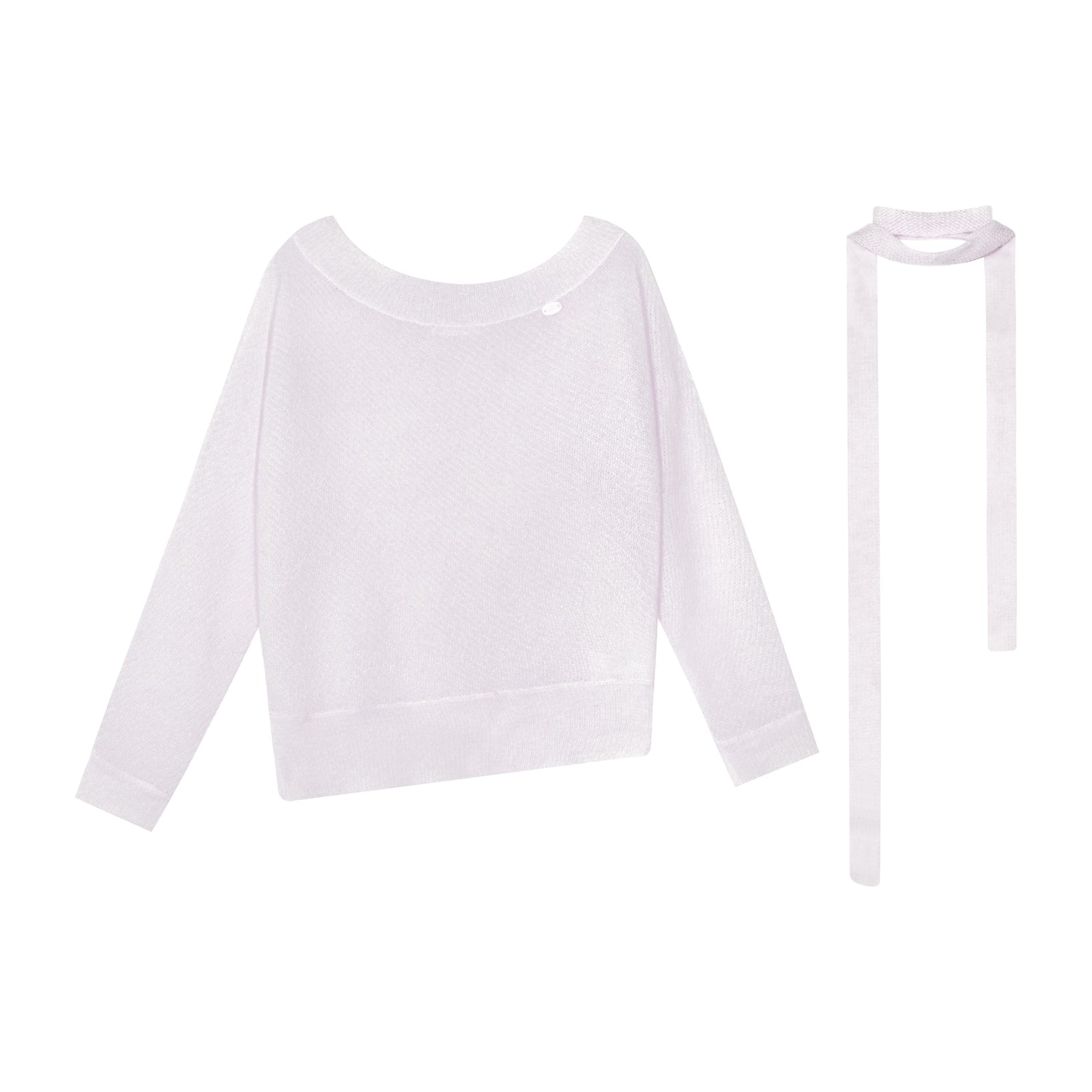 16DEWS 16D25318 Round neck loose knit top (with ribbon)