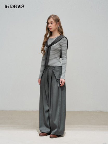16DEWS 16D25320 Striped slim fit long sleeved top (with shawl)