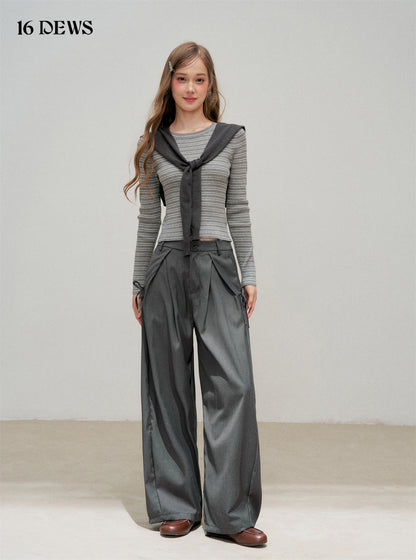 16DEWS 16D25320 Striped slim fit long sleeved top (with shawl)