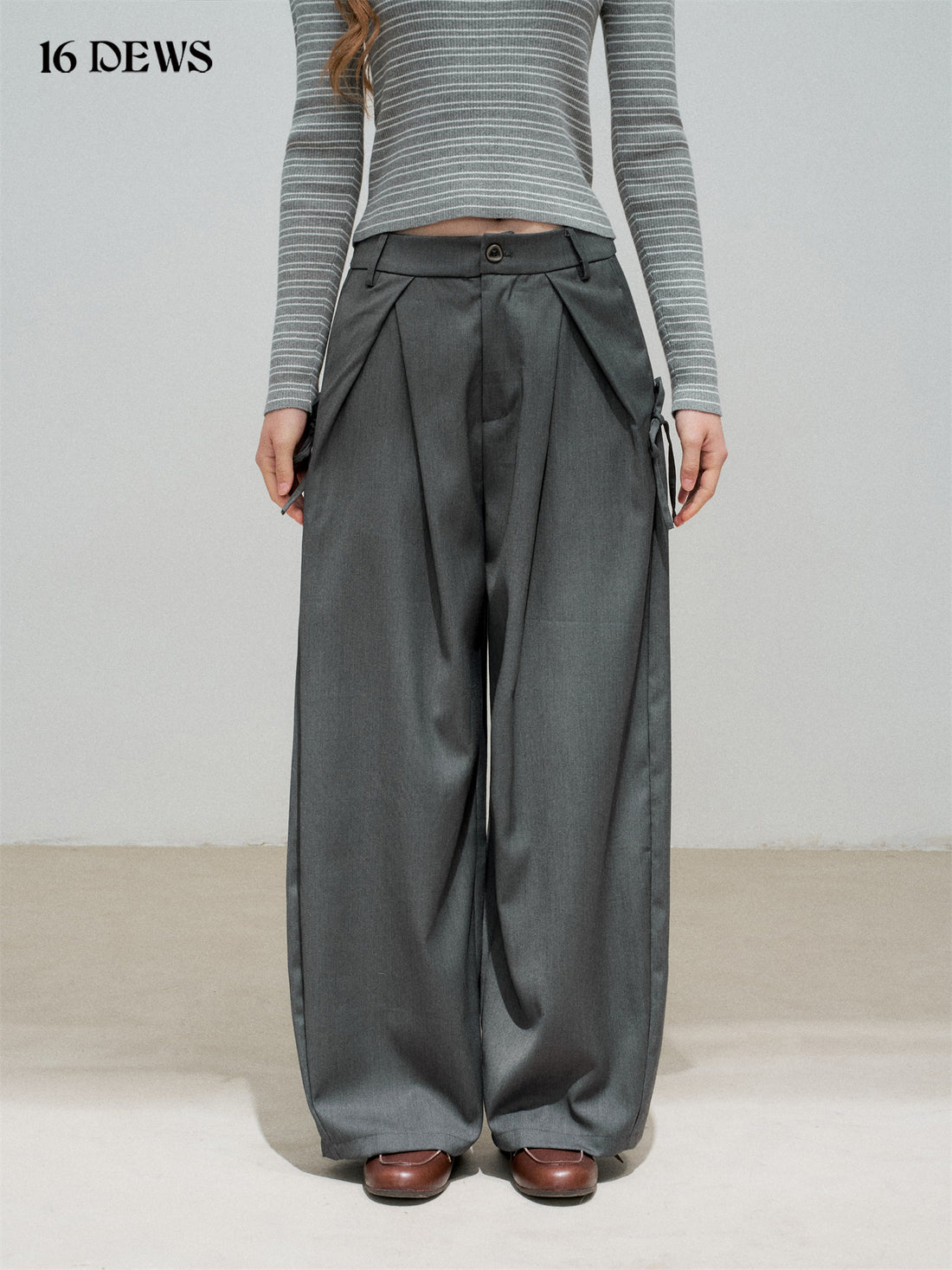 16DEWS 16D25322 3D pleated loose suit pants