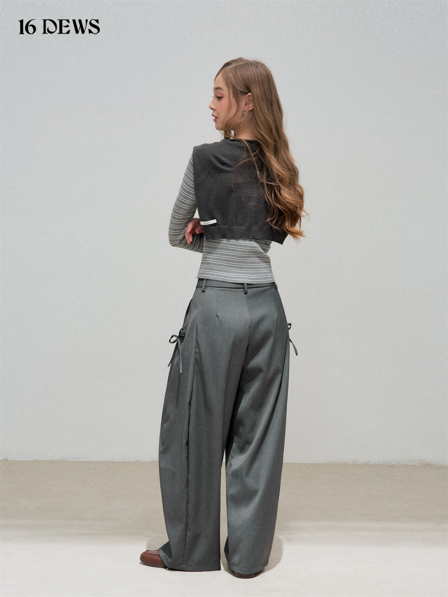 16DEWS 16D25322 3D pleated loose suit pants