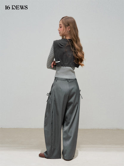 16DEWS 16D25322 3D pleated loose suit pants