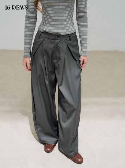 16DEWS 16D25322 3D pleated loose suit pants