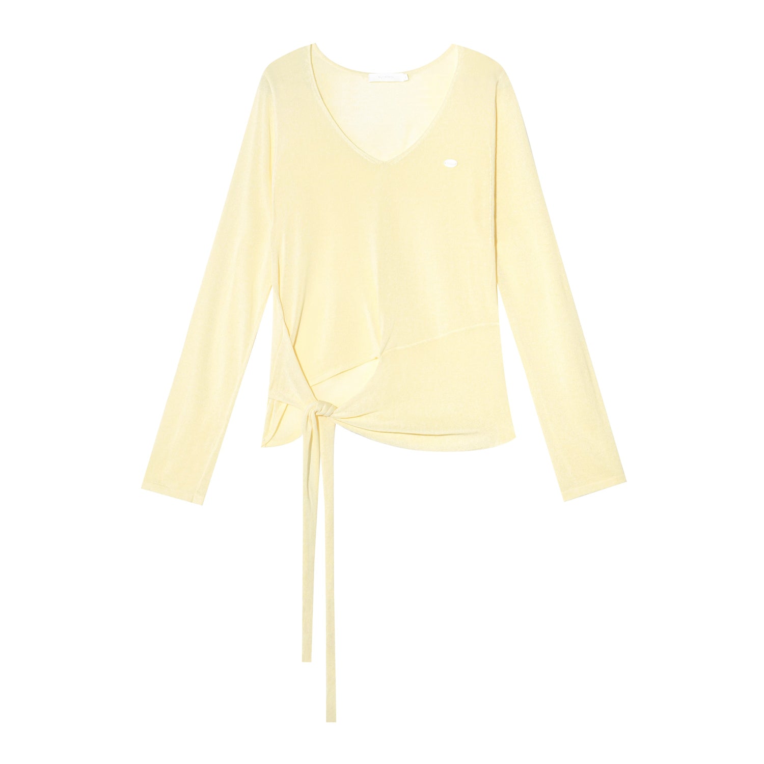 16DEWS 16D25327 Strap design long sleeved V-neck knitted top
