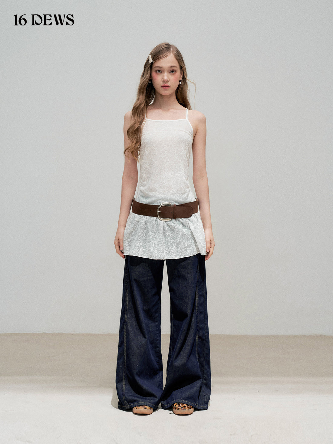 16DEWS 16D25330 Lace patchwork camisole dress