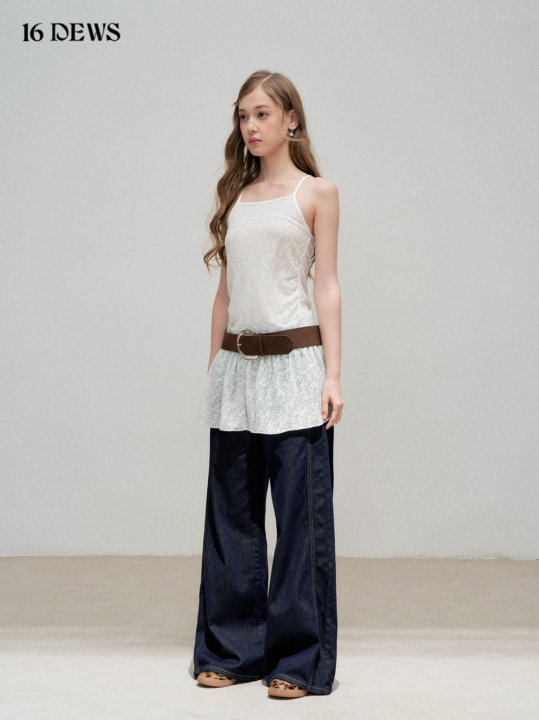 16DEWS 16D25330 Lace patchwork camisole dress