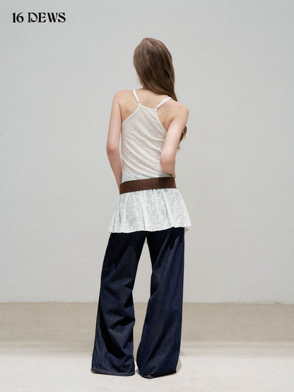 16DEWS 16D25330 Lace patchwork camisole dress