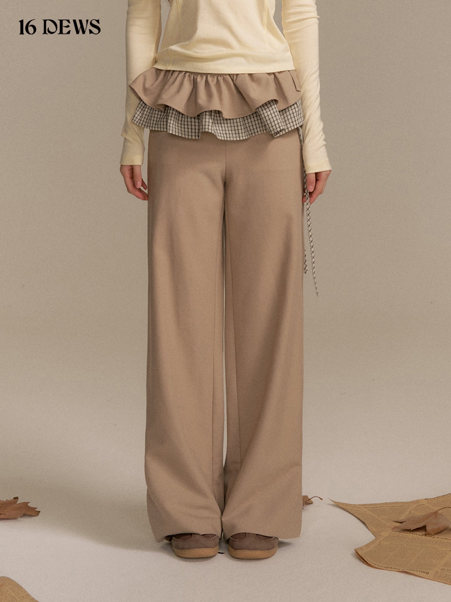 16DEWS 16D25328&amp;16D25331 Round neck long sleeved T-shirt + pants set