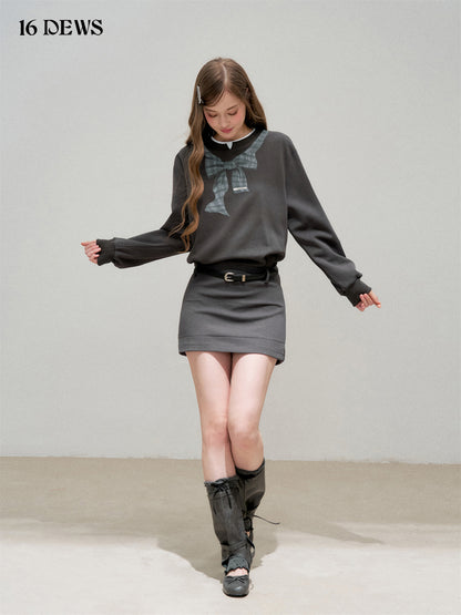 16DEWS 16D25338 Preppy chic printed waist cinching hoodie dress