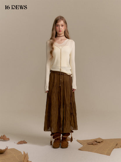 16DEWS 16D25340 Folded high waisted A-line skirt (with belt)