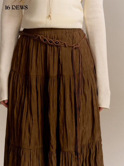 16DEWS 16D25340 Folded high waisted A-line skirt (with belt)
