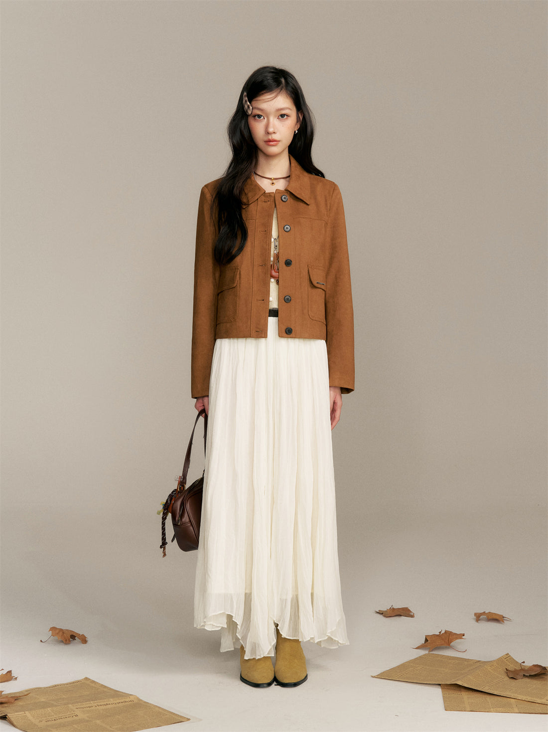 16DEWS 16D25348 Imitation suede short jacket (with shoulder bag)