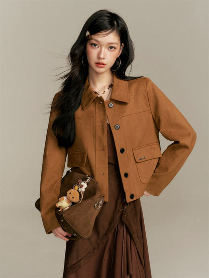 16DEWS 16D25348 Imitation suede short jacket (with shoulder bag)