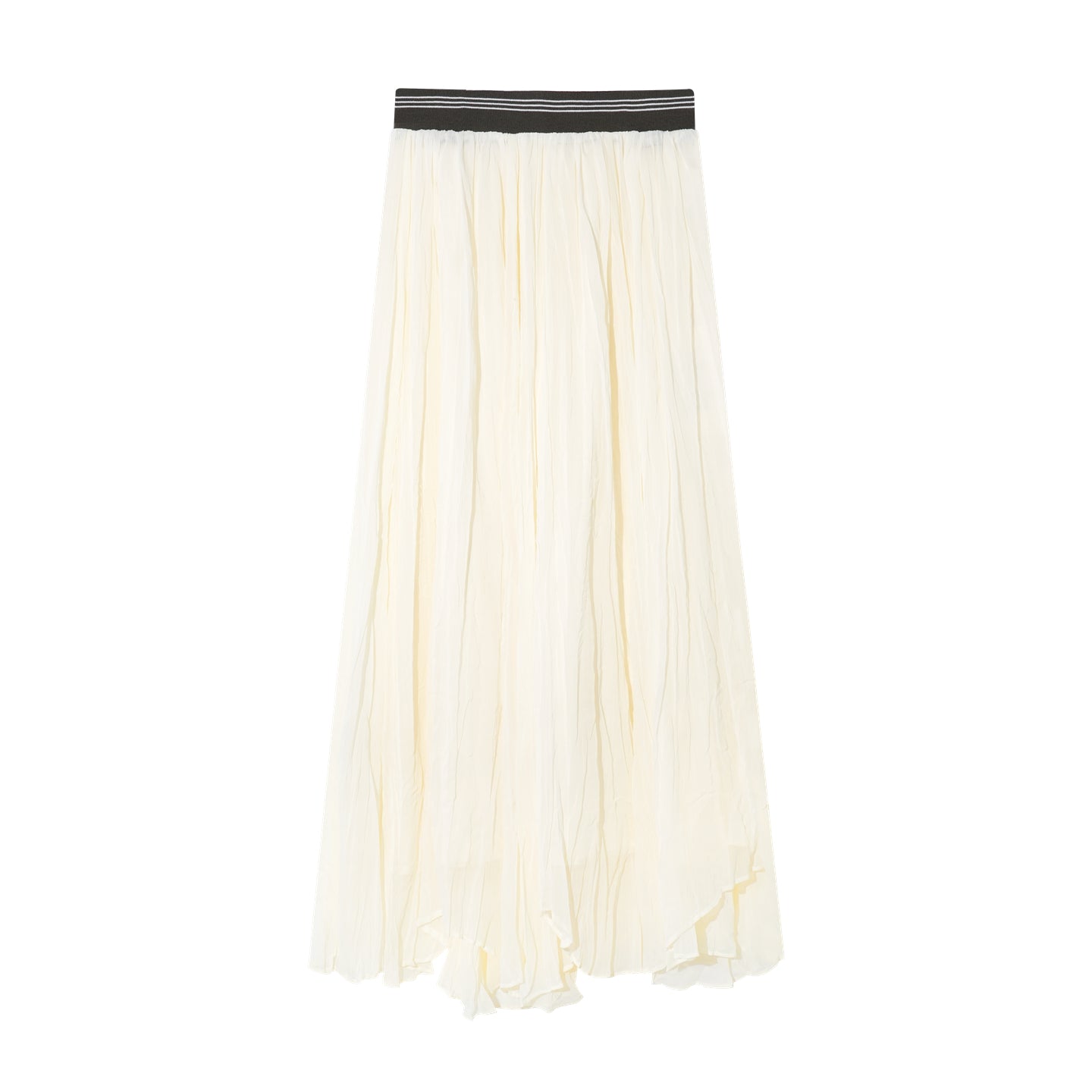16DEWS 16D25349 Color blocking elastic waistband irregular long skirt
