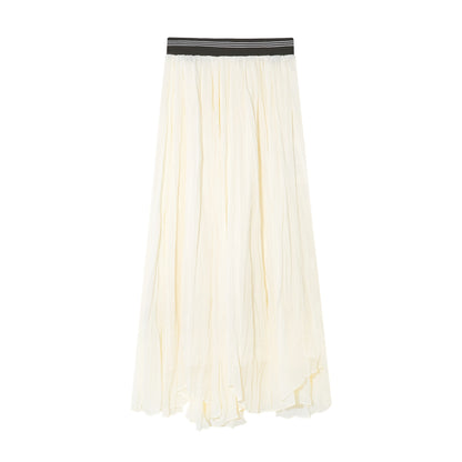 16DEWS 16D25349 Color blocking elastic waistband irregular long skirt