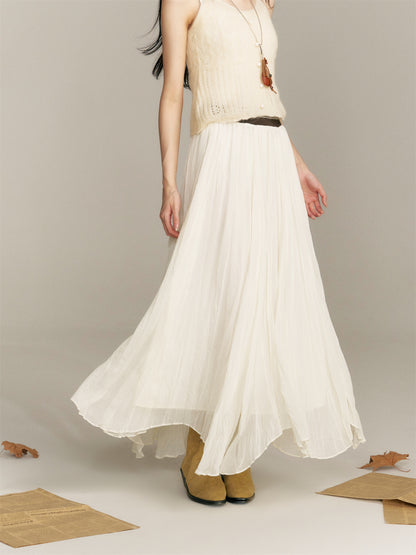16DEWS 16D25349 Color blocking elastic waistband irregular long skirt