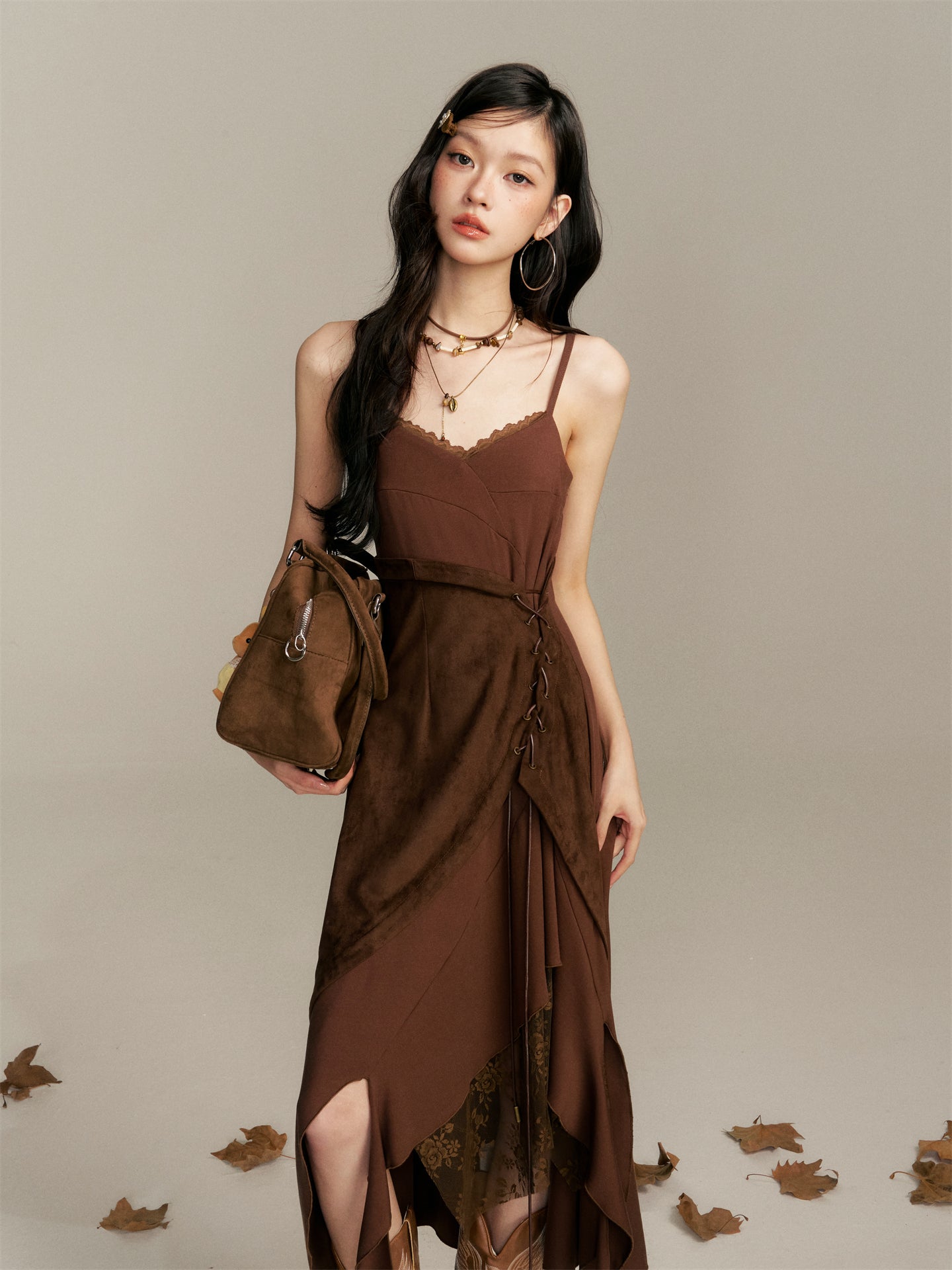16DEWS 16D25350 Splicing irregular hem camisole dress