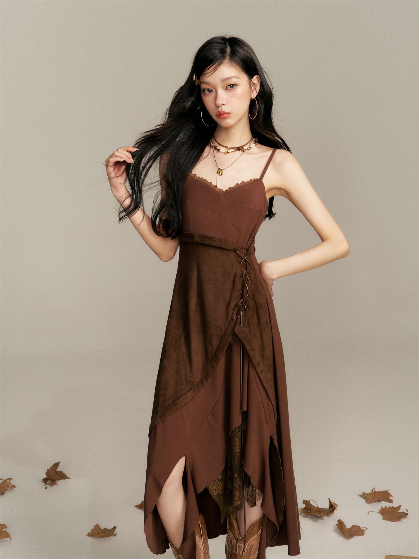 16DEWS 16D25350 Splicing irregular hem camisole dress