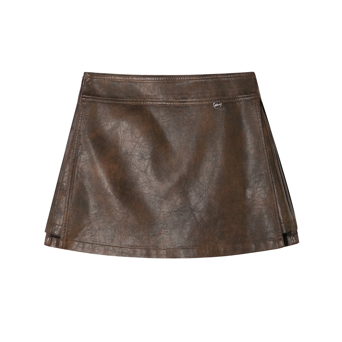16DEWS 16D25352 PU leather side slit A-line skirt pants