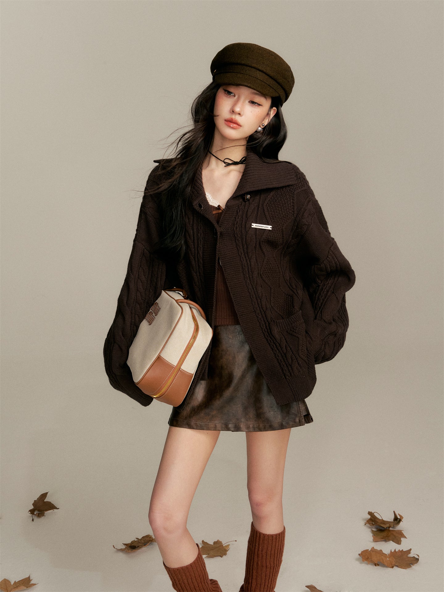 16DEWS in stock 16D25354 Slanted placket cardigan woolen jacket