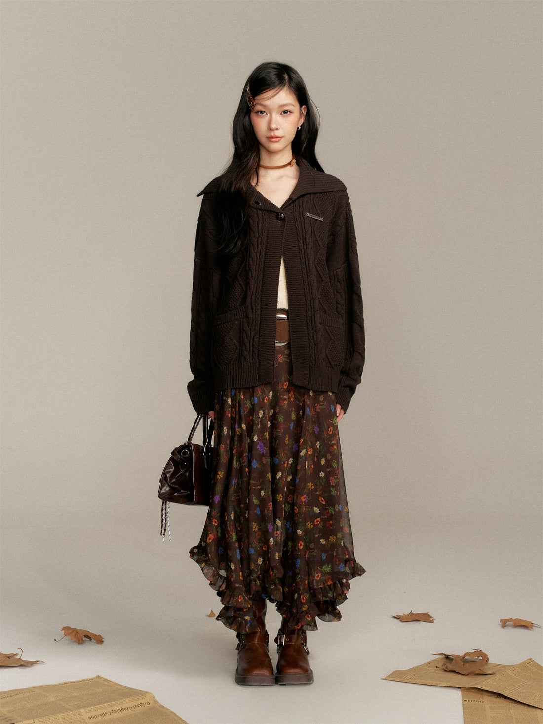 16DEWS 16D25354 Slanted placket cardigan woolen jacket