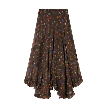 16DEWS 16D25355 Irregular pleated floral skirt