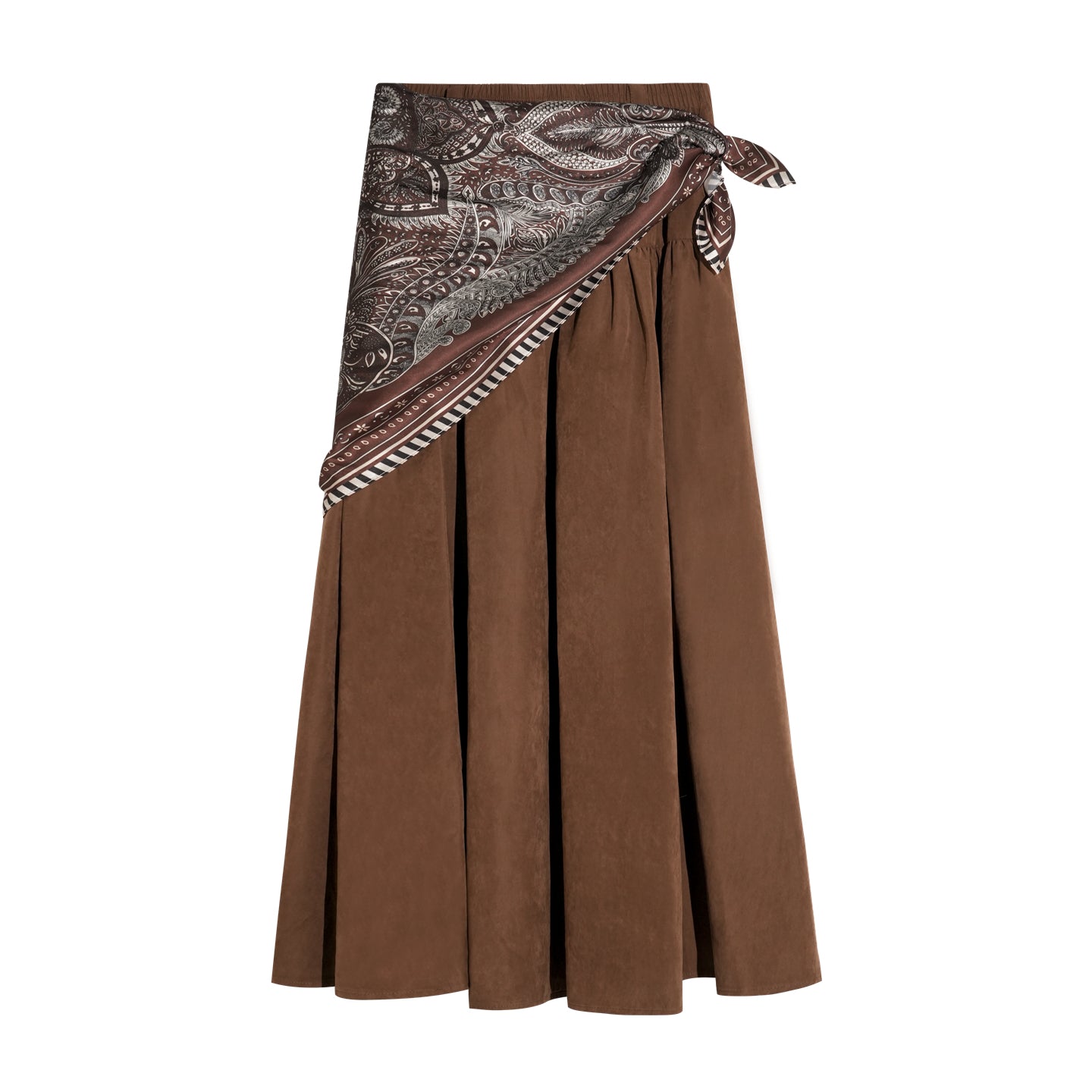 16DEWS 16D25358 High waisted A-line half length skirt (with silk scarf)