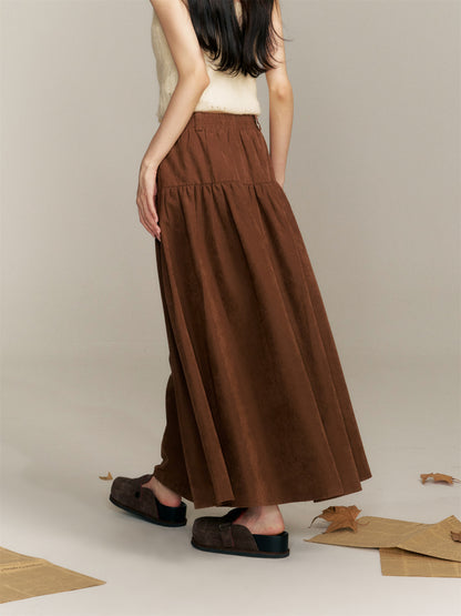 16DEWS 16D25358 High waisted A-line half length skirt (with silk scarf)