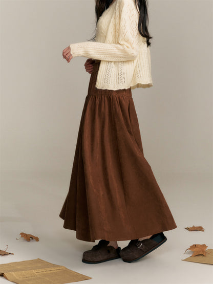 16DEWS 16D25358 High waisted A-line half length skirt (with silk scarf)