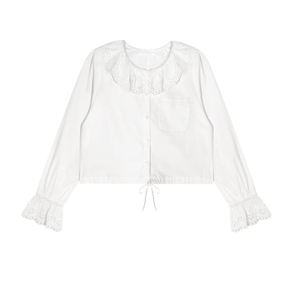 16DEWS 16D25361 Doll collar long sleeved white shirt