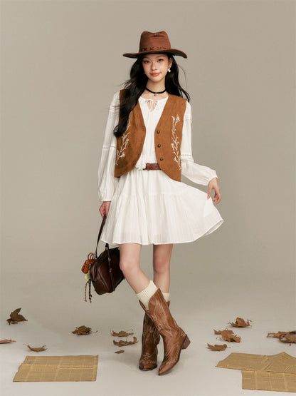16DEWS 16D25362 Retro 3D embroidered vest