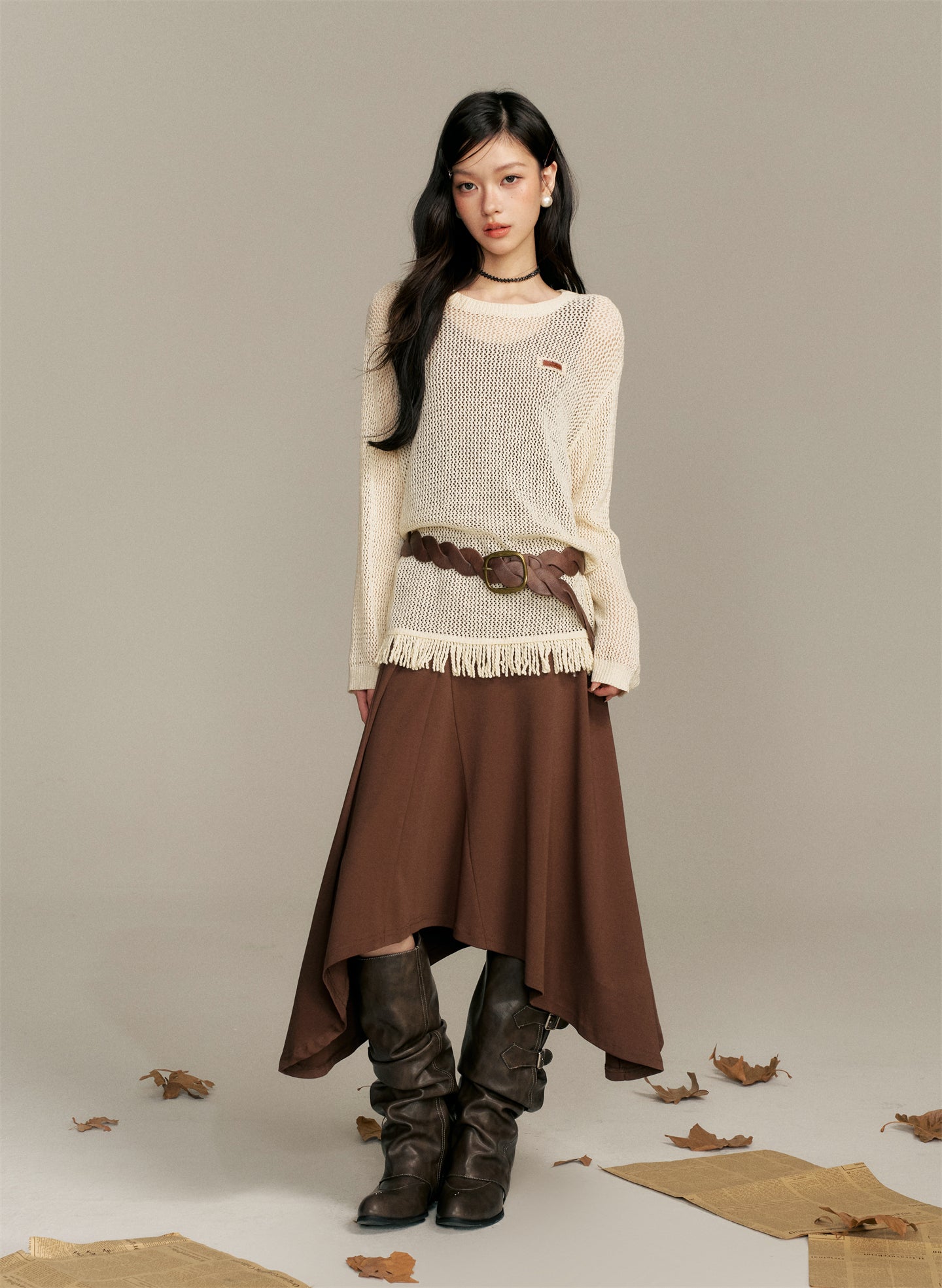 16DEWS 16D25370 Irregular design U-neck vest dress (with bag)