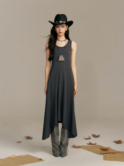 16DEWS 16D25370 Irregular design U-neck vest dress (with bag)