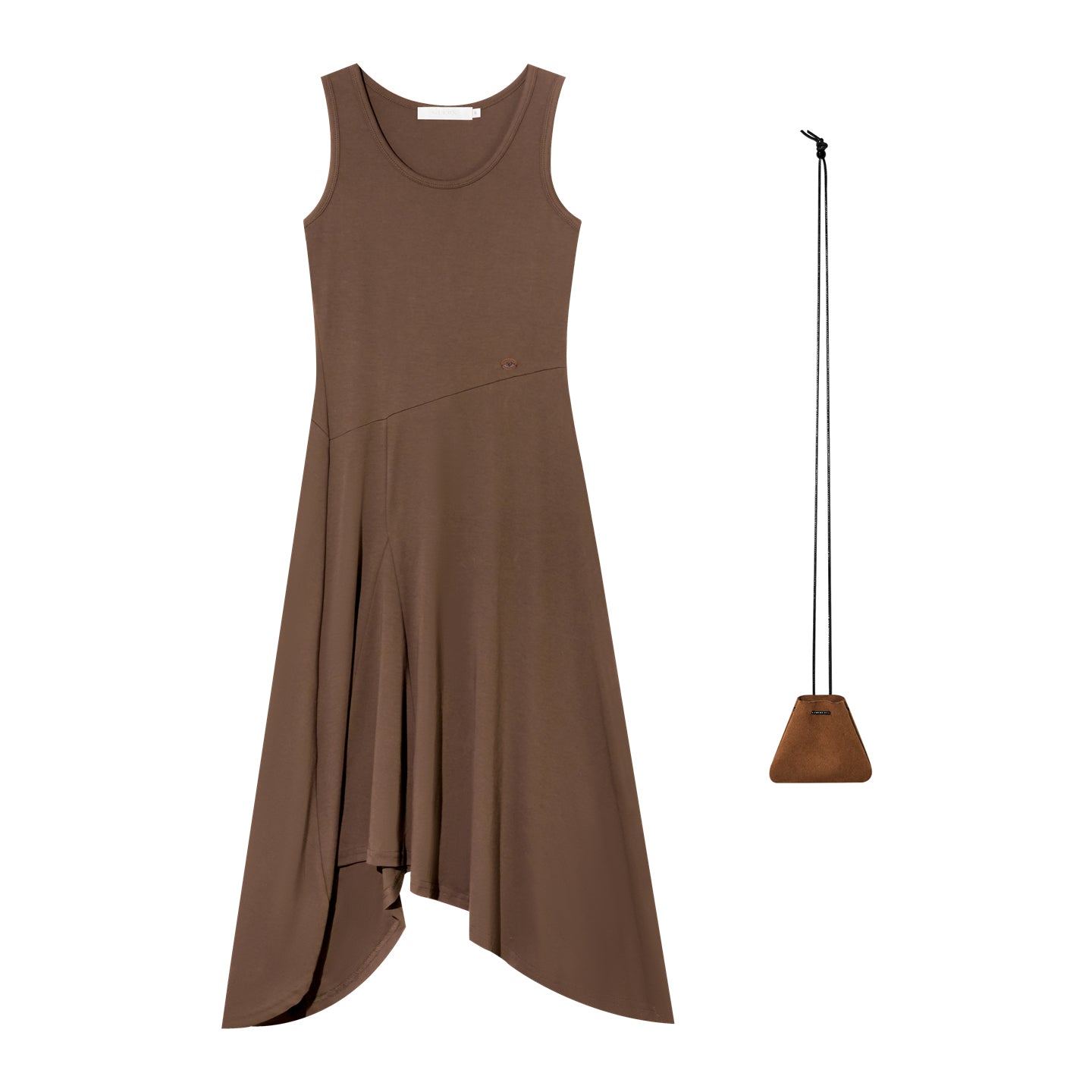 16DEWS 16D25370 Irregular design U-neck vest dress (with bag)