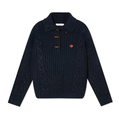 16DEWS 16D25385 Twisted coarse needle pullover sweater