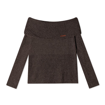 16DEWS 16D25387&amp;16D25388 Off shoulder knitted top + skirt set