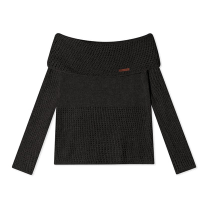 16DEWS 16D25387&amp;16D25388 Off shoulder knitted top + skirt set