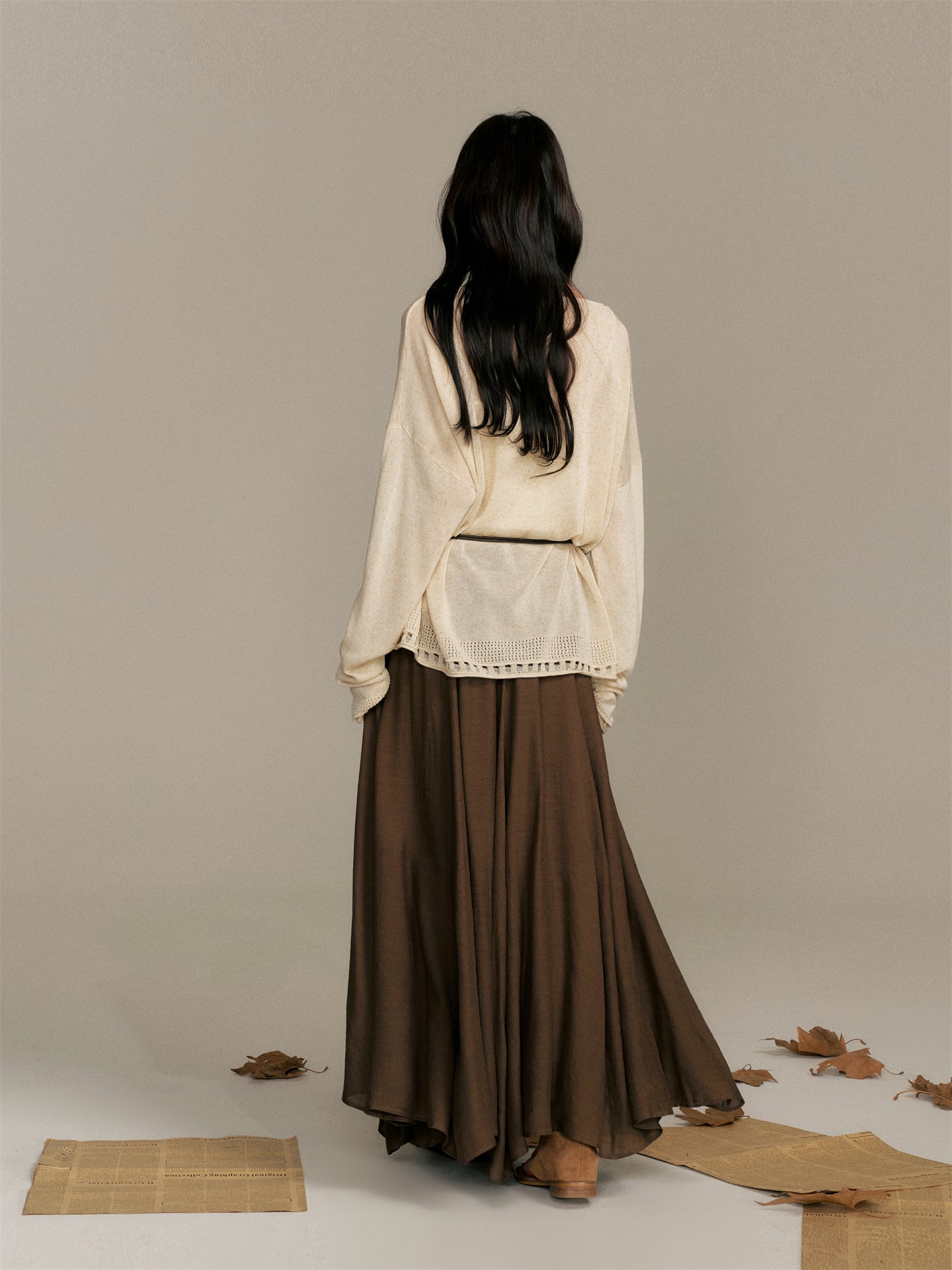 16DEWS 16D25394 Loose knitted top + skirt set