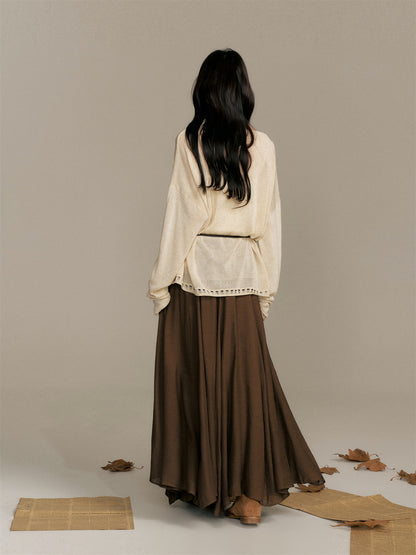 16DEWS 16D25394 Loose knitted top + skirt set