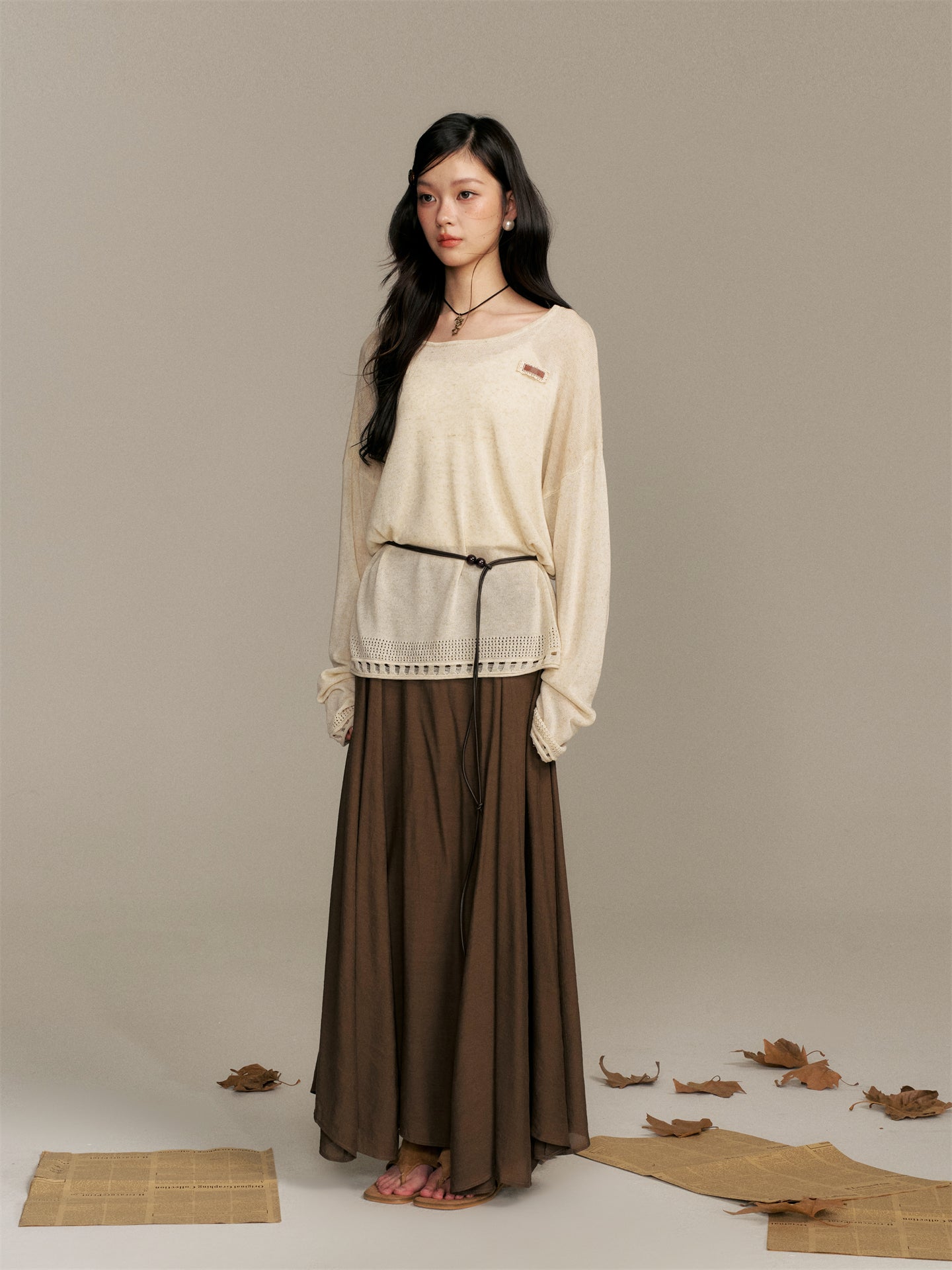 16DEWS 16D25394 Loose knitted top + skirt set