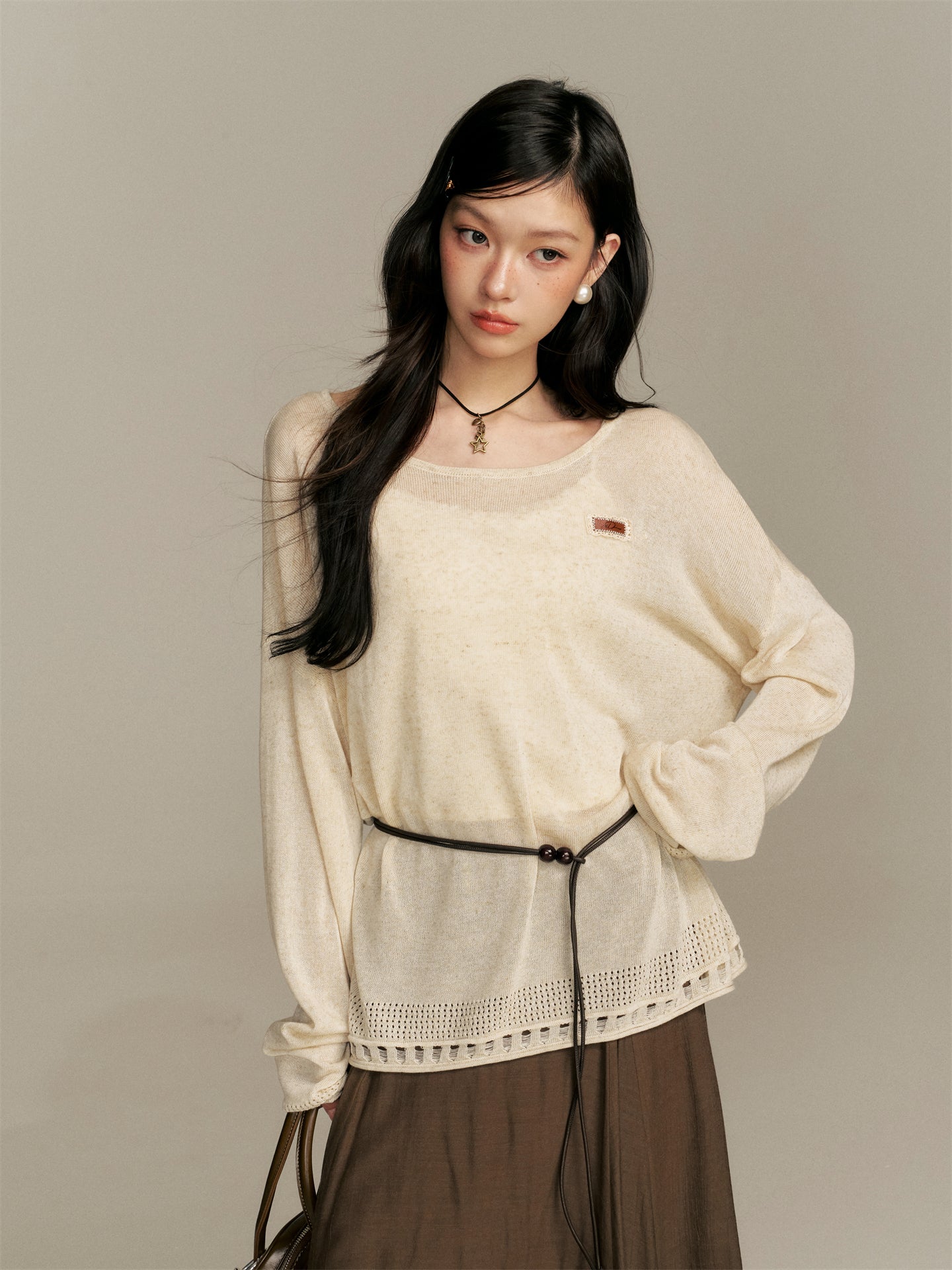 16DEWS 16D25394 Loose knitted top + skirt set
