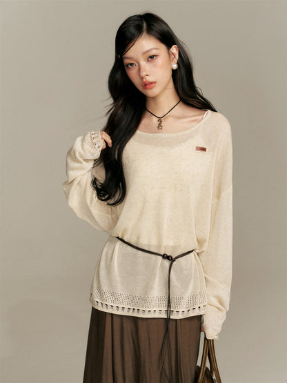 16DEWS 16D25394 Loose knitted top + skirt set